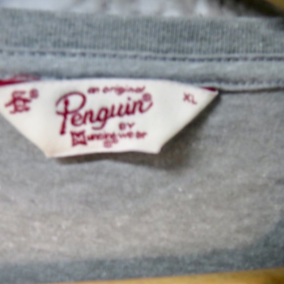 XL Original Penguin Grey T shirt with Blue Gradiant Big Logo - Picture 2 of 4
